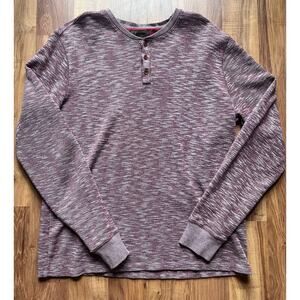 Men's Large LUCKY BRAND 3 Button Pullover Long Sleeve Maroon